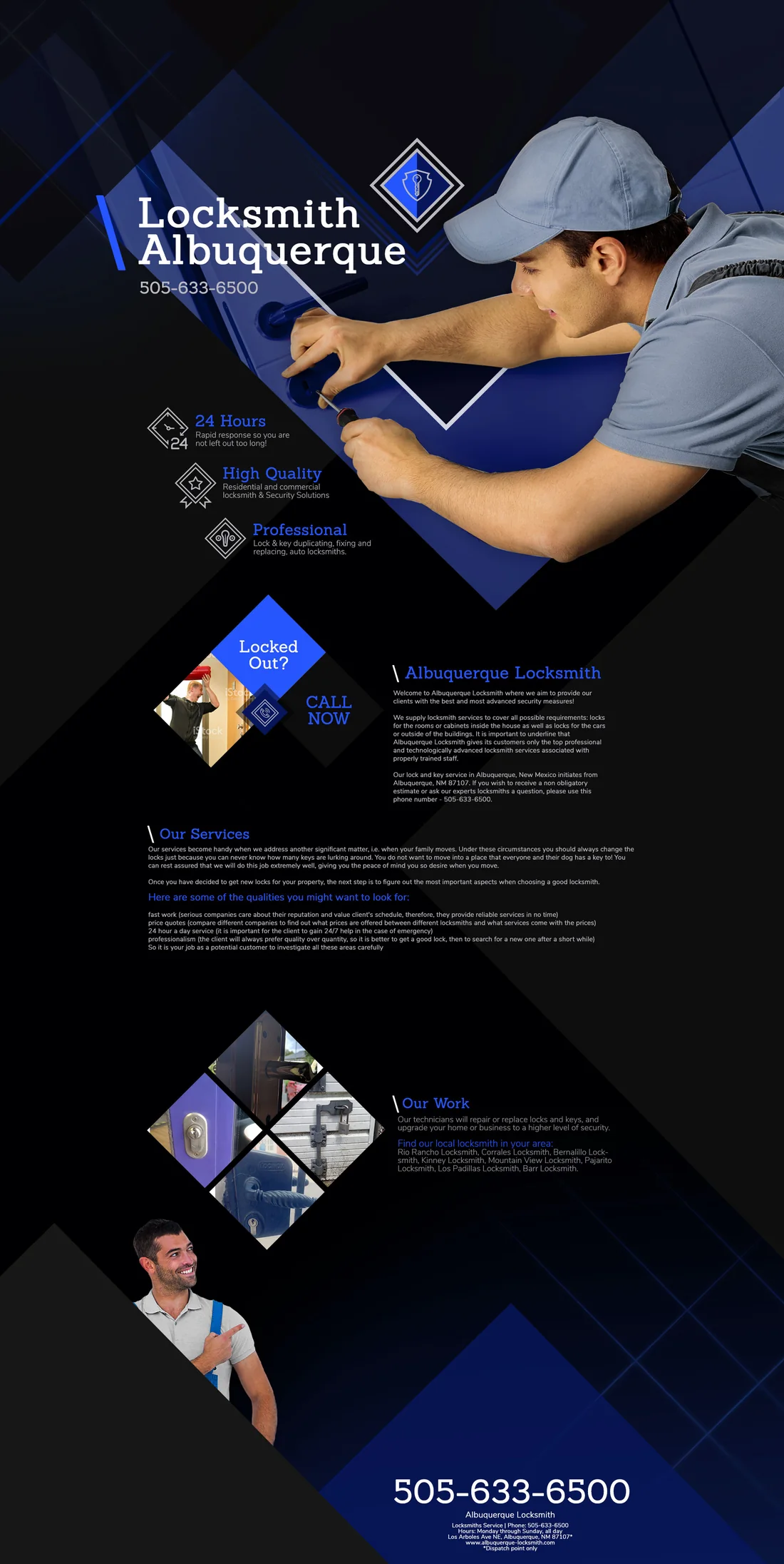 Full-page Albuquerque Locksmith website design