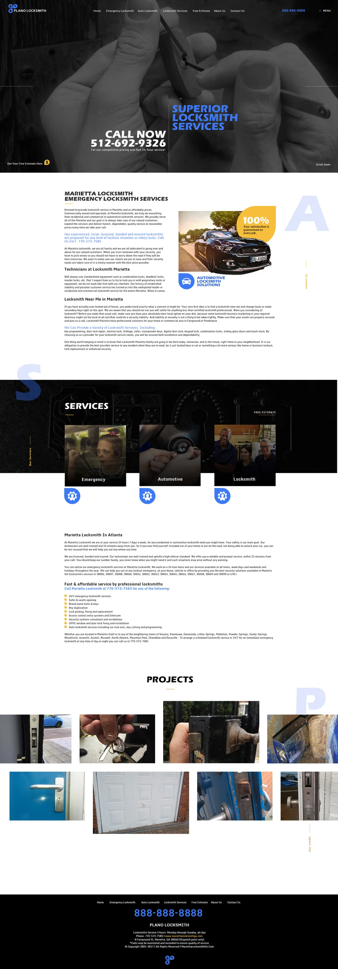 Full-page security and installation company website design