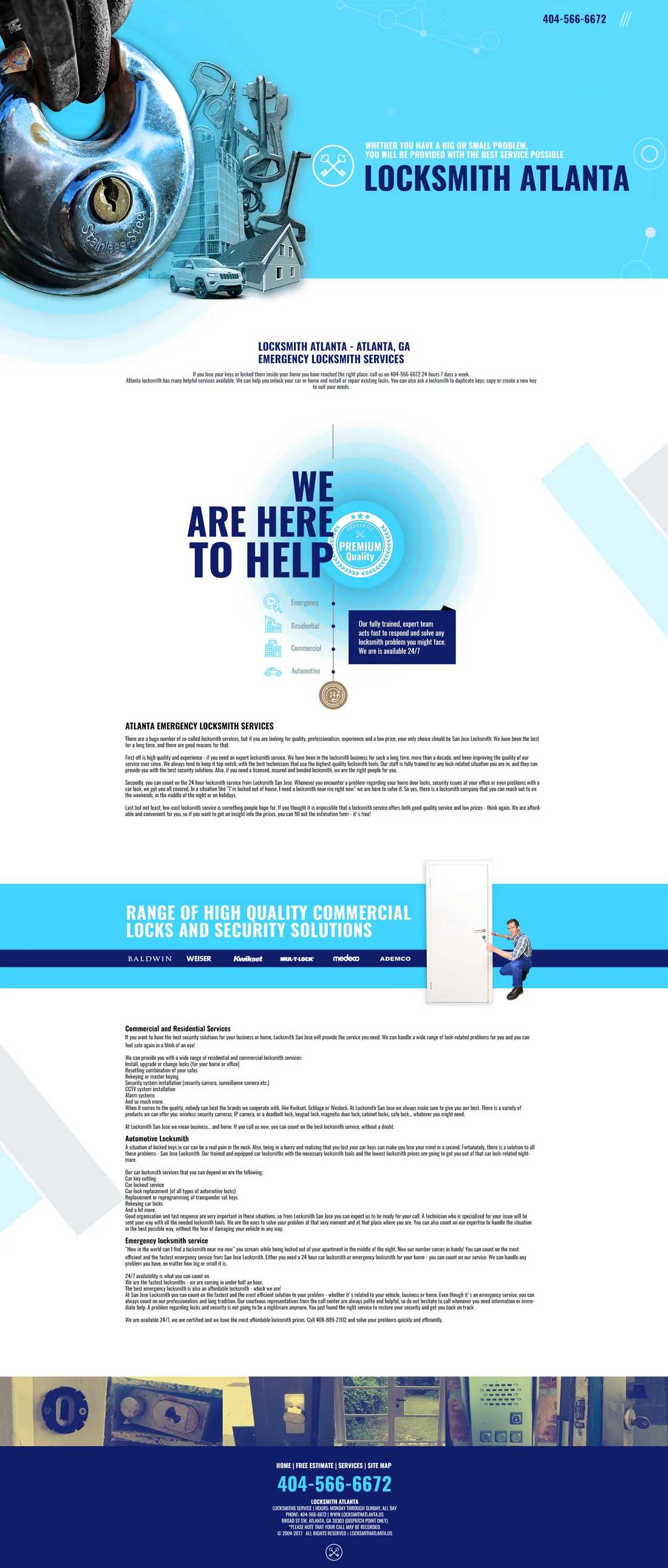 Full-page Locksmith Atlanta website design