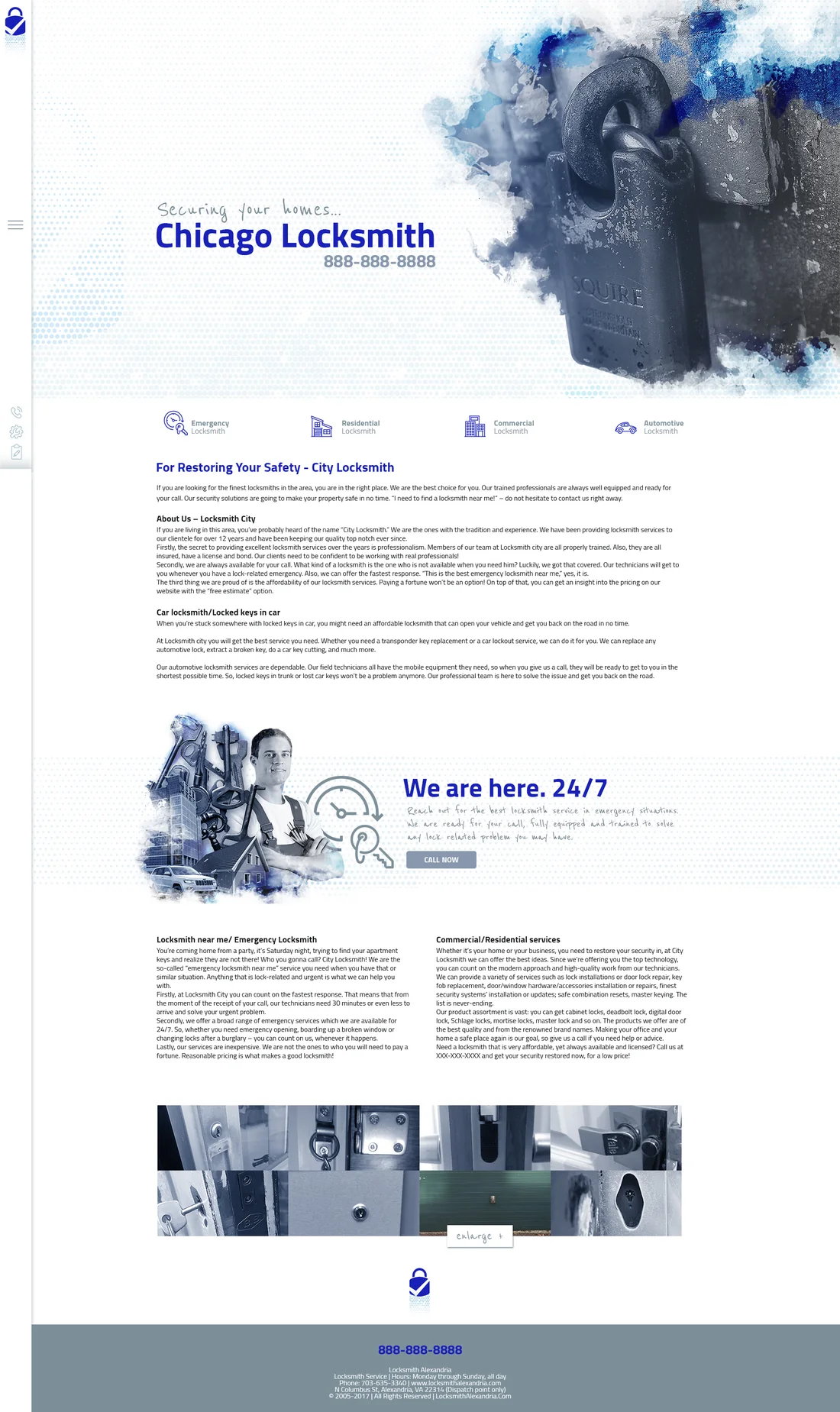 Full-page Chicago Locksmith website design
