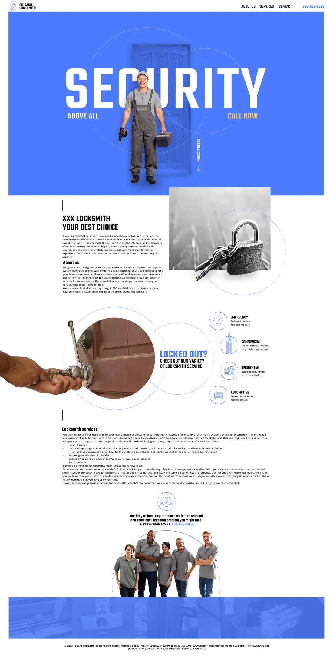 Full-page security service website design