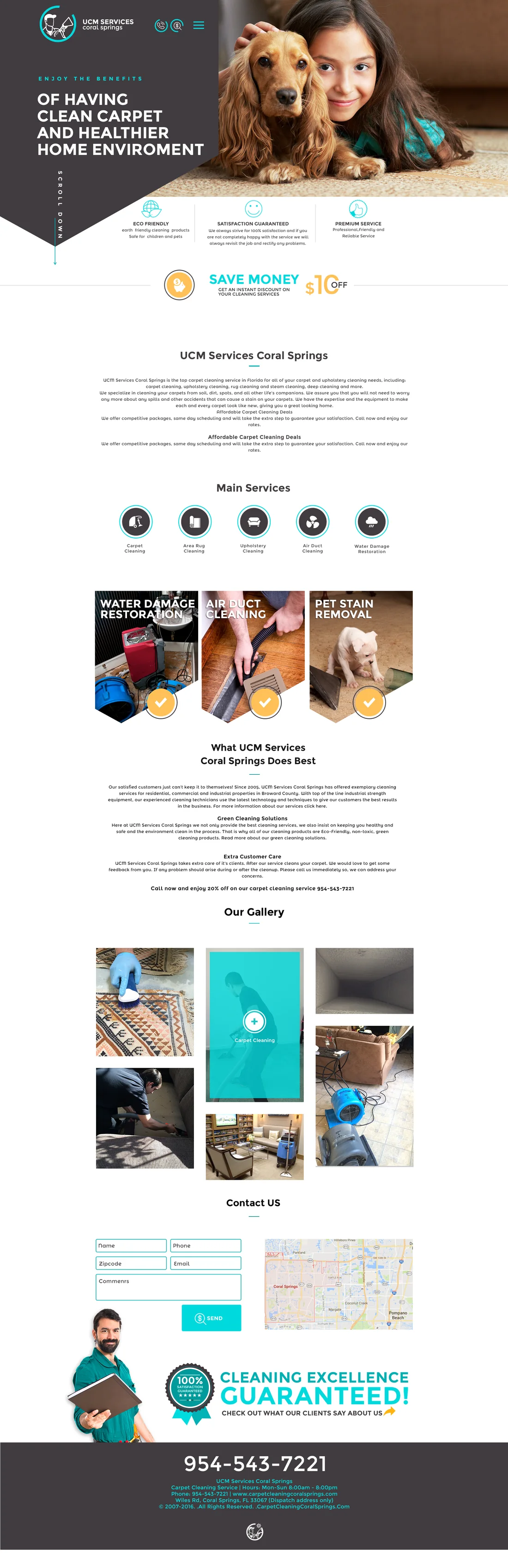 Full-page carpet cleaning company website design